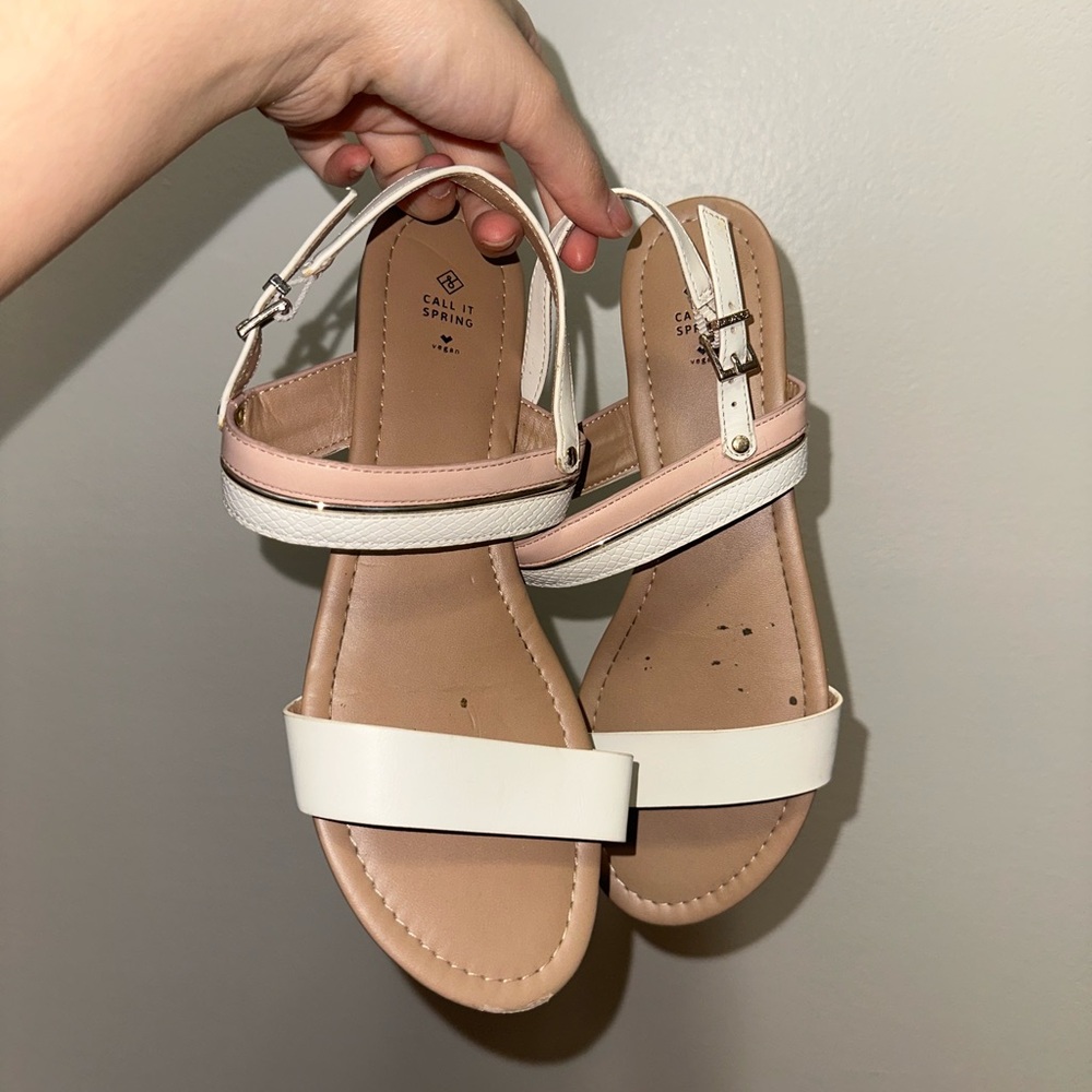 Call It Spring White and Pink Minimalist Sandals